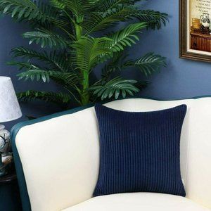 LinenandTowel (1) Blue Corduroy Cushion Cover 18"